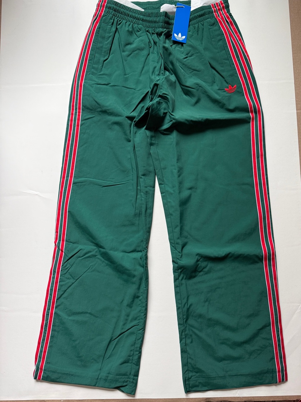 Adidas Originals Women’s SST Woven Track Pants Green/Red KC6517 - Picture 8 of 10